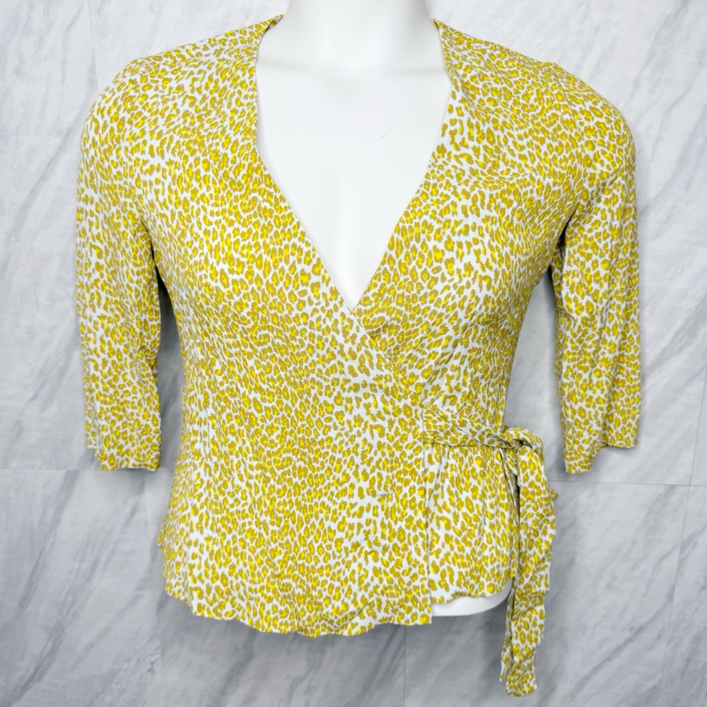 DVF Wrap Leopard Blouse Small